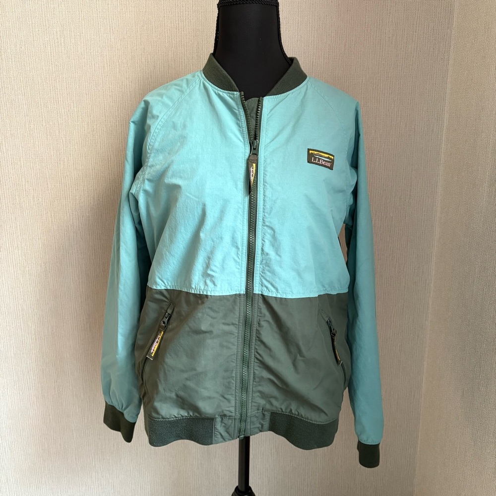 L.L. Bean Womens M 3-Season Bomber Jacket Fleece Interior Colorblock Full Zip
